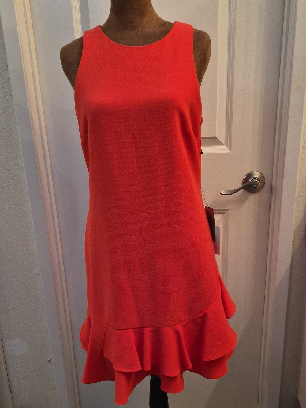Chelsea28 Coral Spice Sleeveless Ruffle-Hem Dress.Size 8.NWT